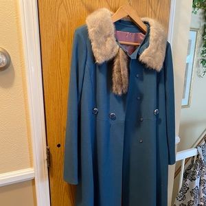 Youthcraft blue wool and fur overcoat